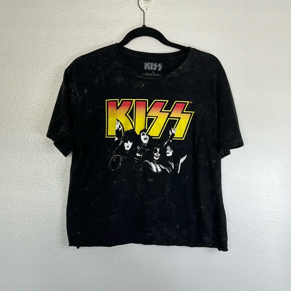 EUC KISS Band Tee Cropped Graphic sz XL